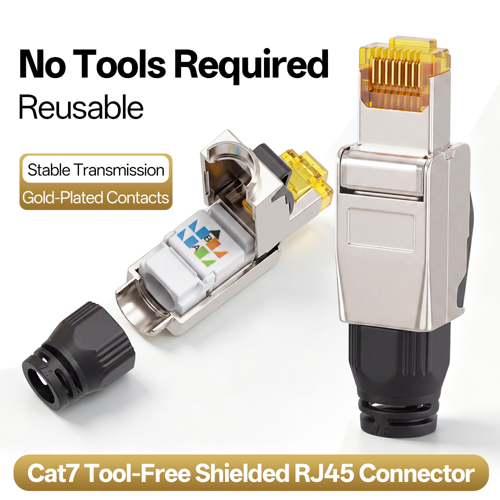 Rj45 Jack - RJ45 Connector Cat7 Tool‑Free Shielded Zinc‑Alloy