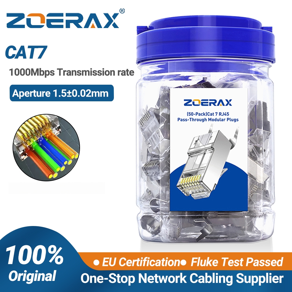 Rj45 Jack - ZoeRax 50-Pack Shielded RJ45 Cat7 Cat6A