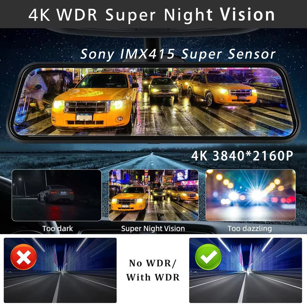 10 Inch 4K 3840*2160P Dash Cam - Mdi Cable 评论和价格